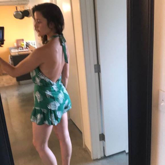 Tropical Halter Ruffle Romper - Picture 2 of 8